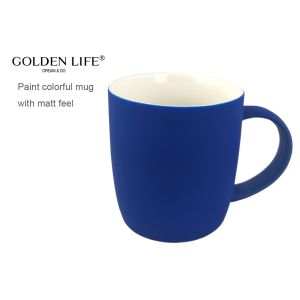 Ceramic spray paint colorful mugs 400ml New bone china matt finish