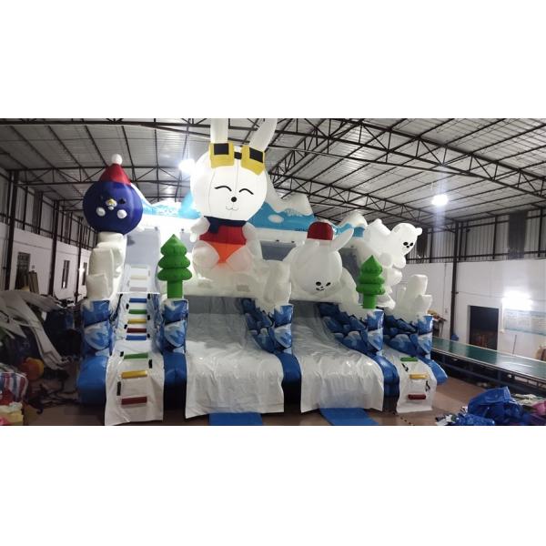 Quality Attractive Ice Theme Kids Bouncy Castle With Rabit Inflatable Slide wholesale