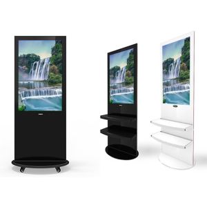 Floor Standing Digital Signage Advertising Screen Removable Shelf with Wheel
