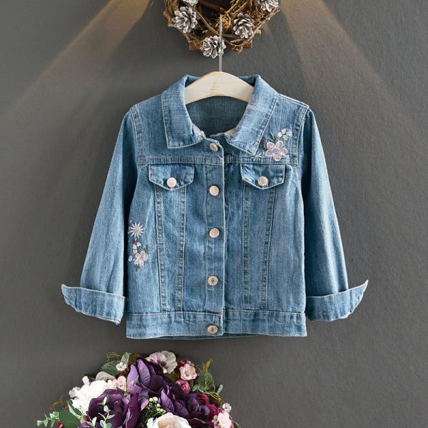 Quality Polyester 43in Children'S Play Clothing Button Up Top Long Sleeve Embroidered Denim Jacket wholesale