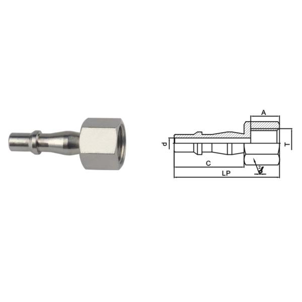 Single Shut - Off Pneumatic Quick Connect Coupling LSQ-19 Rectus 19KA In Brass