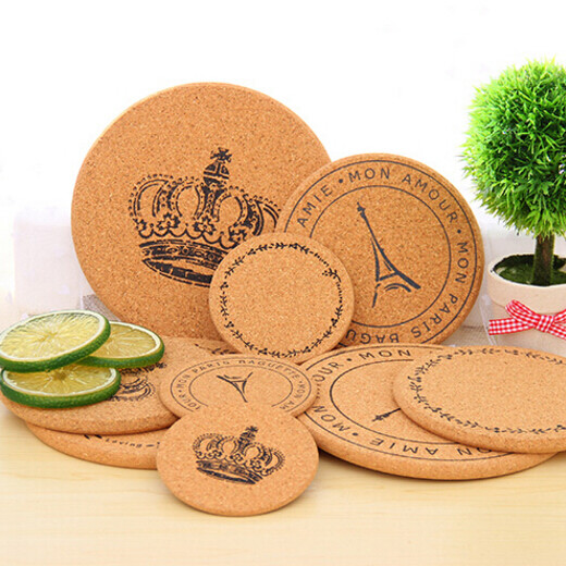 Quality Hot Sale Cork Coaster with silkscreen printed logo, customized size is available wholesale