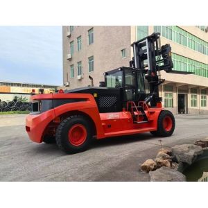 Cheap 30T Heavy Lift Forklift With Orange Red Yuchai Engine And Front Or Rear Wheel Steering Container Operations for sale