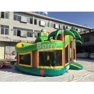 Tropical Commercial Inflatable Castle 0.55mm PVC Amusement Jungle Themed