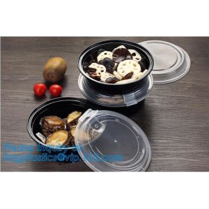 China PET clear plastic food disposable container fruit salad bowl,disposable food packaging plastic bowls with lids bagplasti on sale