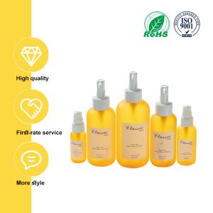 30/60/150/200/300ml Yellow Smooth Round-shouldered bottle with white pump for