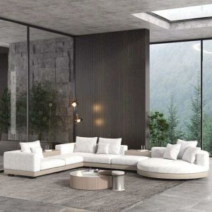 Customized Size MOYI Leather Sofa Set Featuring High Resilience Foam L Shape
