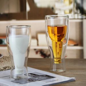 300ml Modeling Double Beer Borosilicate Glass Cup