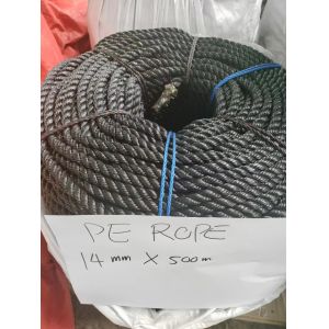 14mm 3-Strand PE Rope for Farm Greenhouse Black Color Polyethylene PP/PE