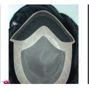 China 100% High Quality Huan Hair Fine Mono with PU coating and skin Front Toupee on sale