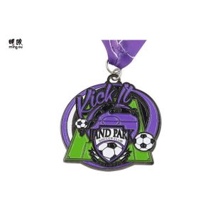 Customized Kids Football Medals Soft Enamel Fill With Polyester Ribbon