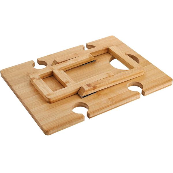 Portable Outdoor Indoor Wooden Bamboo Folding Picnic Tray Table for Snacks and Wine