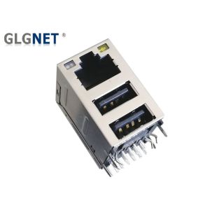 Magnetic RJ45 Connector One Port RJ45 Jack Two Ports USB 2.0 Interface Green /