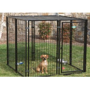 Welded Wire Mesh Outdoor Dog Kennel Durable Black Color Easy To Install