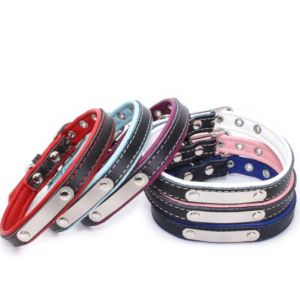 Adjustable PU Leather Dog Collars Custom Pet Collar Leash