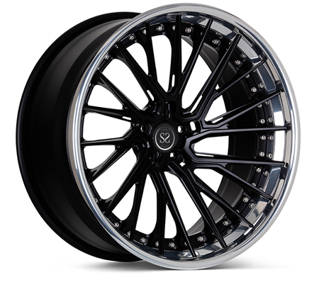 Staggered Aluminum Alloy Forged Matte Black Rims 3 Piece Polished