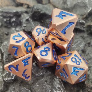 Blue Dice Polyhedral Customization RPG Dice Set OEM Sharp Edged RPG Dice Zinc