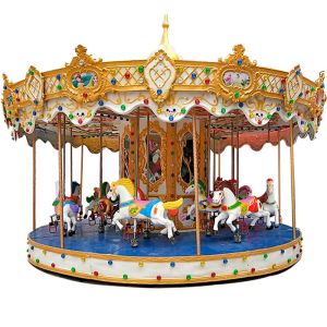 Double-deck carousel amusement machine with novel appearance 28 seats FRP Power