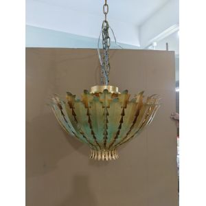 Lacquered Burnished Brass Finish Custom Copper Chandelier Ceiling-Mounted