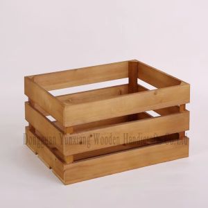 Mini Multicraft Nature Wooden Crates Storage Container, Farmhouse Style