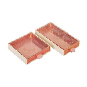 Yellow Pink 2mm Thick Cardboard Cardboard Eyelash Box With Plastic Tray Window