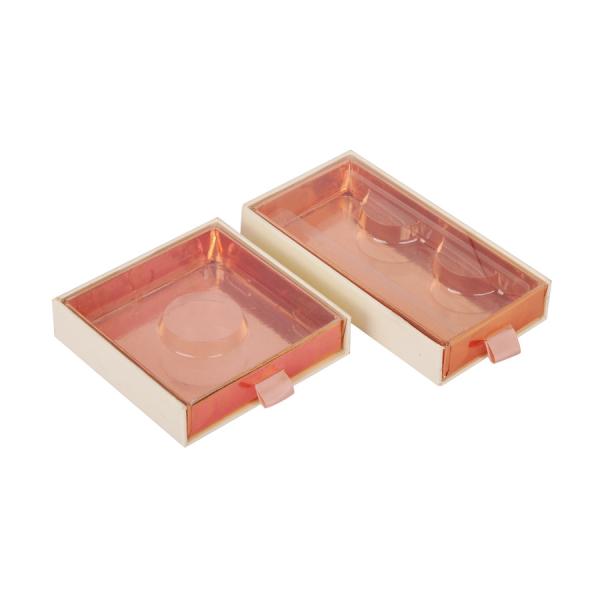 Yellow Pink 2mm Thick Cardboard Cardboard Eyelash Box With Plastic Tray Window