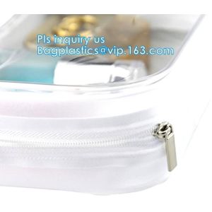 cusotm logo rope handle clear pvc bag with zipper, handle transparent cosmetic