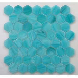 Cheap H4463 Hexagonal Shape Iridescent Glass Mosaic for sale