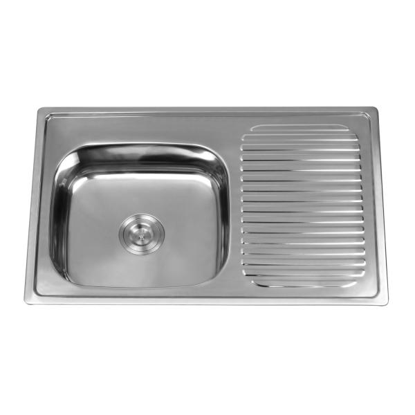 Quality sS201 Size 80X50cm Kitchen Sink With Drainboard 3 Tap Holes wholesale