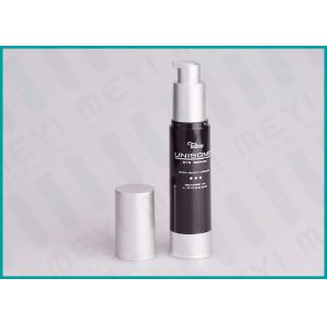 40 ML Black Cosmetic Pump Bottle With Glossy Matt Silver Pump And Cap