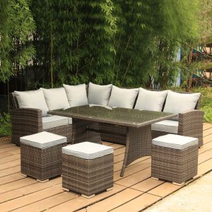 Patio Furniture Set Outdoor Sectional Sofa Conversation Set All Weather Wicker