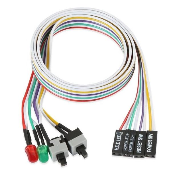 Quality PC Case Computer Motherboard HDD Reset ATX Switch on off Power Cable with Led Light wholesale