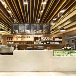 16mm Thick MDF Milk Tea Shop Counter Design OEM Equipped With Led Light