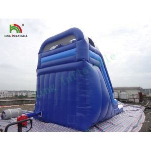 0.55mm PVC Tarpaulin Single Lane Inflatable Water Slide With Pool Blue / White