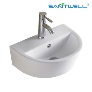 China Sanitary Ware AB8305 Above Counter Basin Round Bowl Integrated Ceramic Basin Bathroom Wall Hung Wash Basin on sale