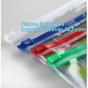 Reclosable PE PVC plastic slider zipper storage bags, multi color plastic slider