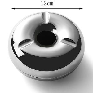 Shiny Silver 12cm Mini Pocket Ashtray Doughnut Shaped Antique Portable Ashtray