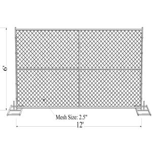 6'x10' temporary fence panels OD 41.2mm outer tube wall thick 1.60mm mesh 57mm x