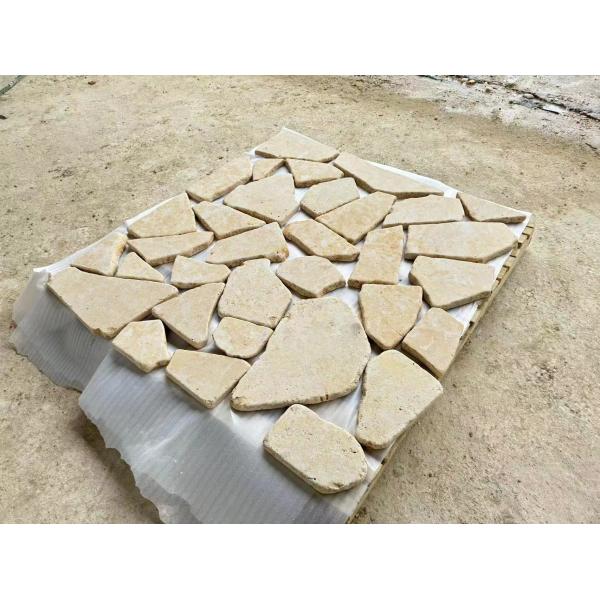 Beige Limestone Tumbled Flagstone Wall Cladding,Random Stone Walkway,Natural
