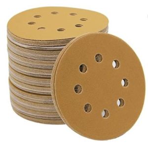 Gold Hook & Loop Sanding Discs 5" 8 Hole-50 Pack diverse sizes and grits