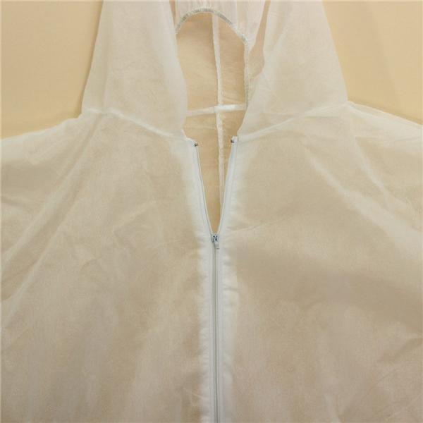 Long Sleeve Disposable Full Body Protection Suit White Color Non Woven Coverall S-3XL