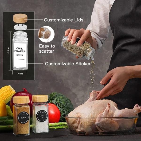 Spice Containers Seasoning Bottles 4 Oz Glass Jars With Lid Spice Pepper Shaker Jar