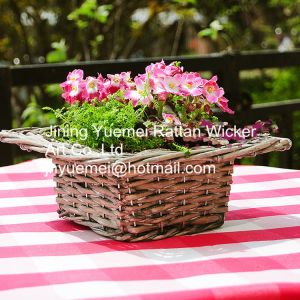 2016 new style wicker garden baskets squrare shape willow plant basket side