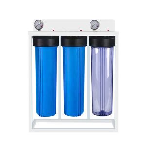 China 3 Stage 20 Inch Jumbo Water Filter Housing With Holder Pressure Gauge on sale