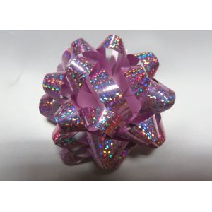 Fancy pattern 1 / 4" - 3" Holographic star ribbon bows blue for Christmas tree