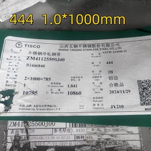 China 2B Cold Rolled Steel Sheet Grade EN1.4376 SUS 444 1.0 X 1220 X 3000 Mm Metal on sale