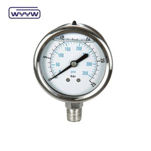 60mm Dial Liquid Filled Pressure Gauge 250 Bar Manometer EN 837-1