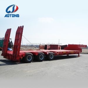 Mechanical Suspension low loader excavator trailer 100tons for heavy duty truck