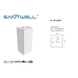 White Color Bathroom Pedestal Basins Square Shape Mounting Hardware Included