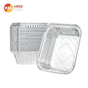 China Food Grade Disposable Aluminum Foil Food Container Aluminum Tray Rectangle Aluminium Foil Plates on sale